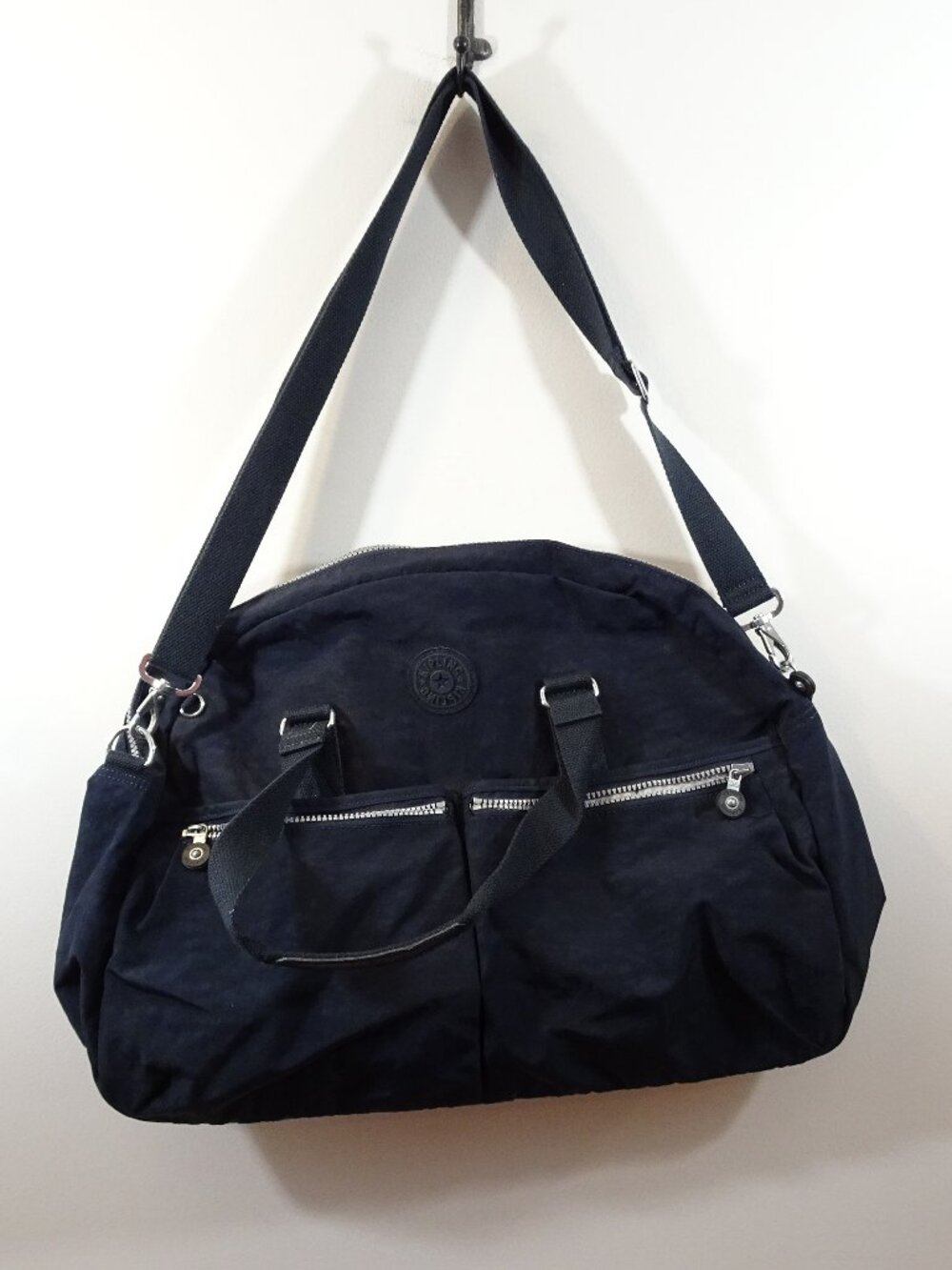 Kipling Large Bag Duffle Cargo Gray Black Mommy Weekender Travel Nylon Vintage